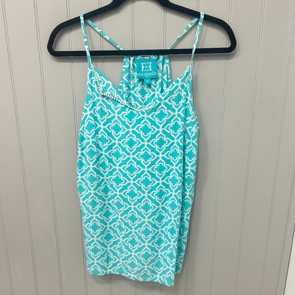 Beautiful light blue/green Escapada medium sleeveless top